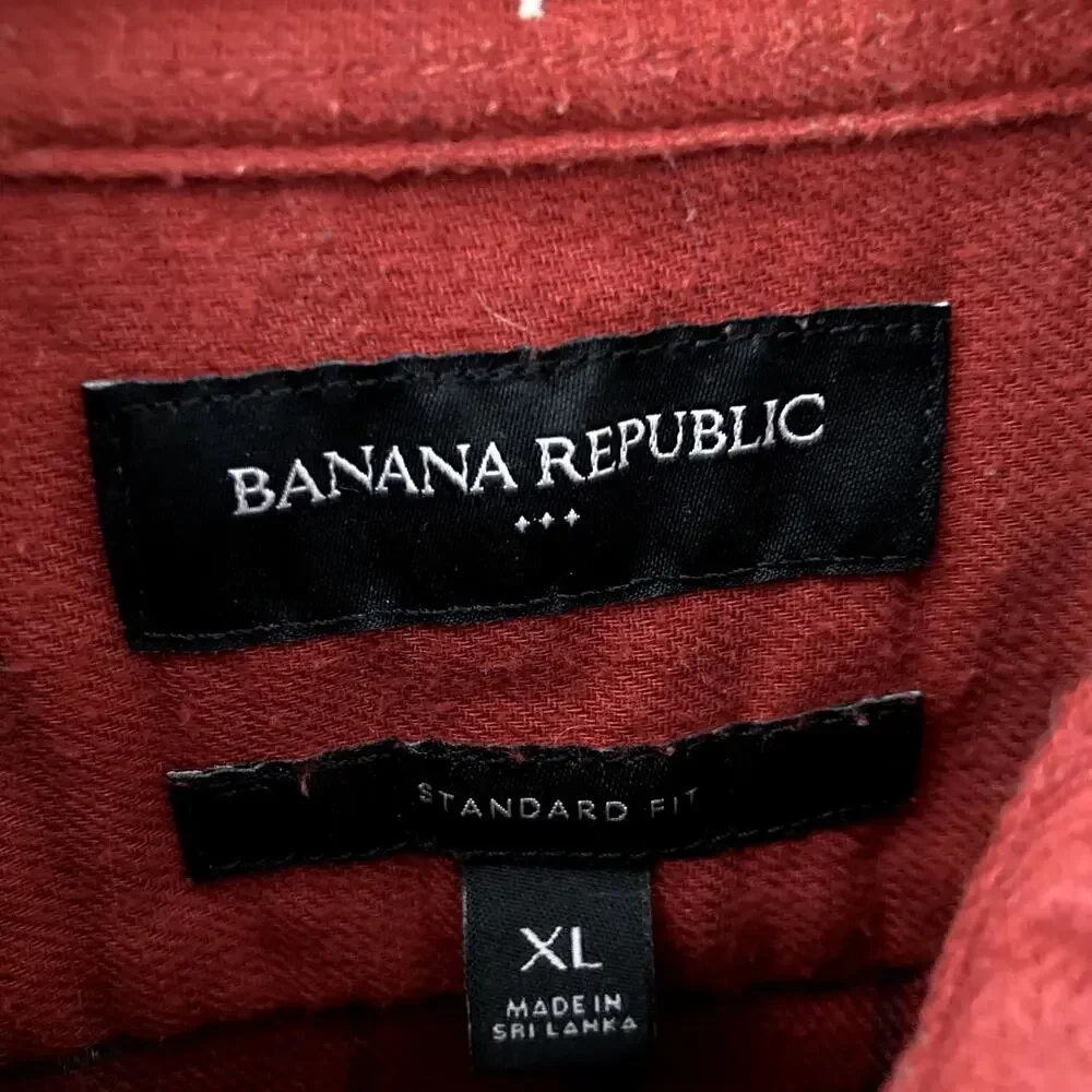Banana Republic Flannel Button Up Shirt - Standard Fit - Red Orange - XL